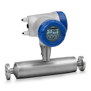 Coriolis mass flowmeter OPTIMASS 1400 with twin straight tube design. For general purpose applications in the process industry.