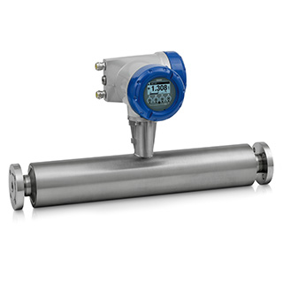 Coriolis mass flowmeter OPTIMASS 7400 with single straight tube design. High performance meter for abrasive, corrosive or viscous fluids. Also ideal for hygienic applications.