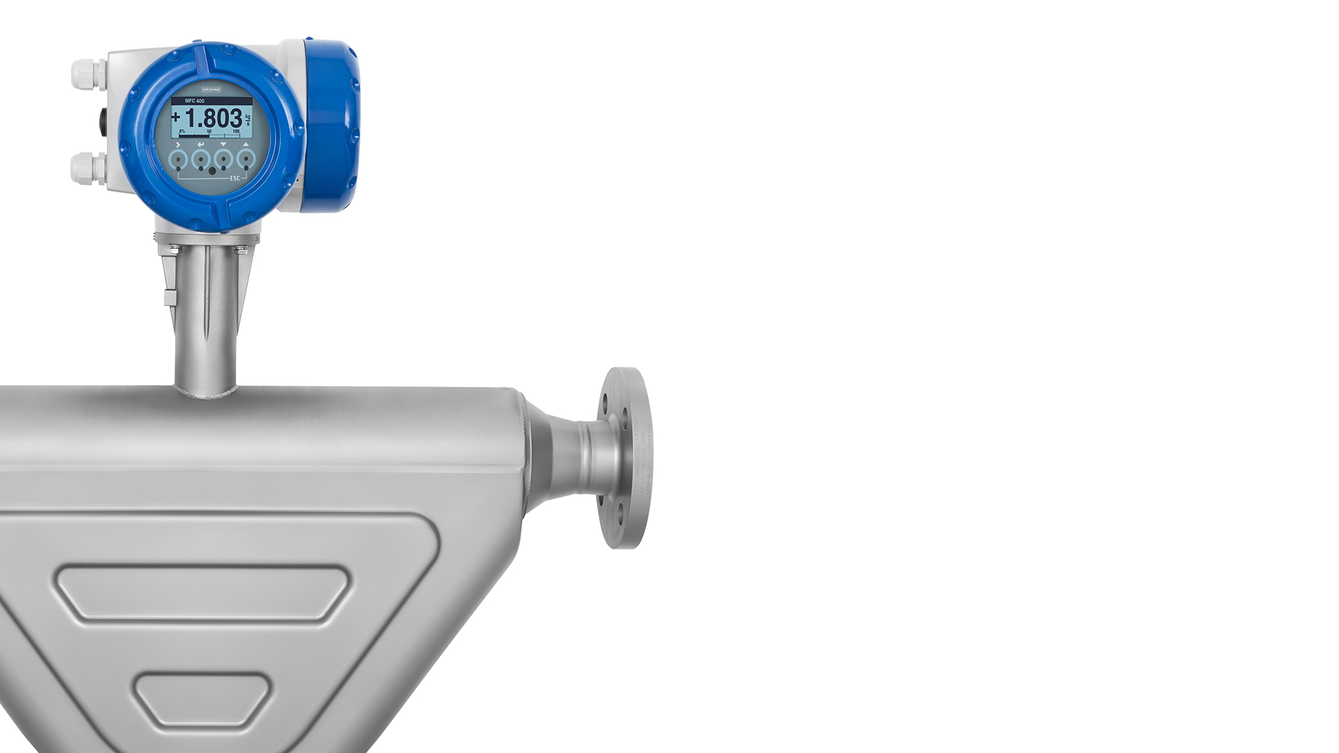 Close-up picture of the Coriolis mass flowmeter OPTIMASS 6400